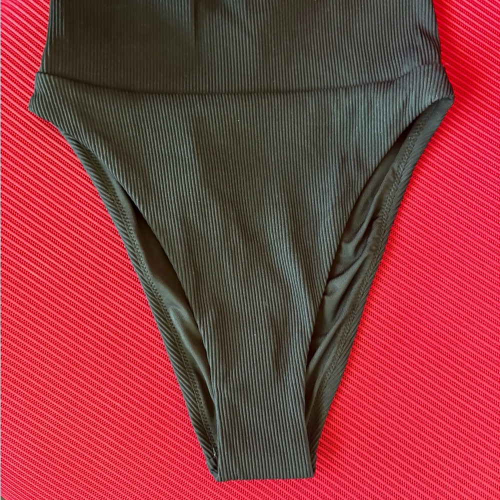 Aerie Black Ribbed Bikini Bottom